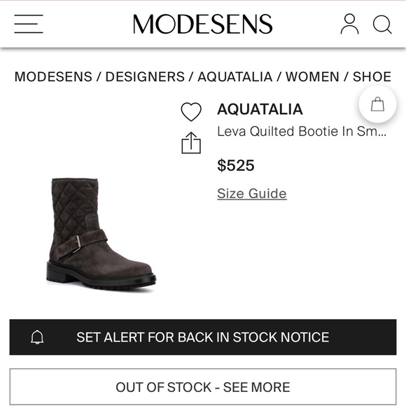 NEW $525 AQUATALIA Leva Smoke quilted waterproof boots women size 8 - Picture 2 of 8